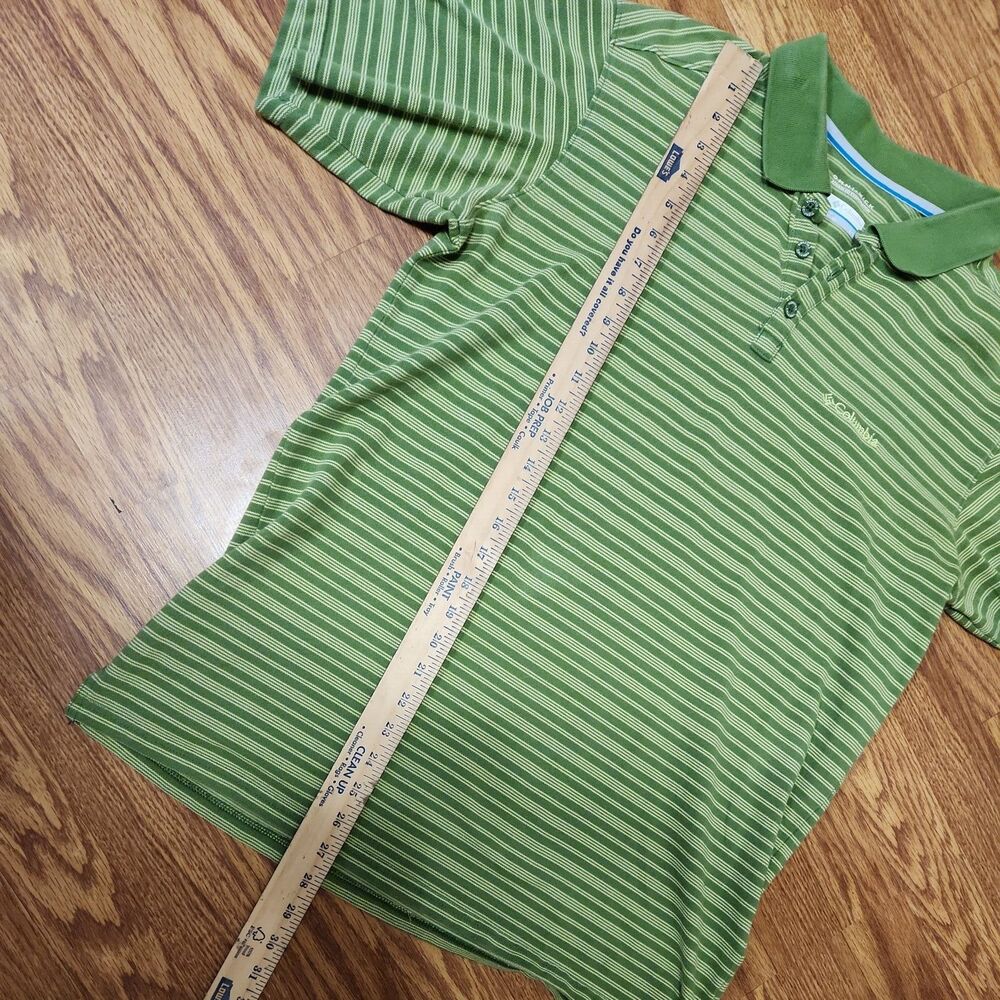 Columbia Omni-Wick Mens Large Performance Golf Polo Shirt Green Striped Casual - Picture 5 of 8